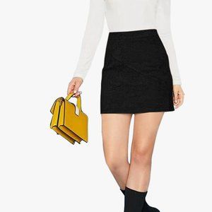 NWT MANGPOP BLACK FAUX SUEDE HIG WAIST PENCIL SKIRT S